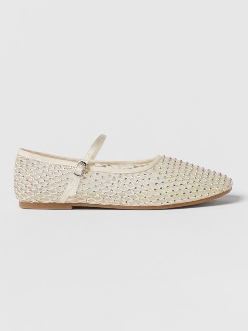 NWT Zara Crystal Mesh Mary Jane Flats Size 39